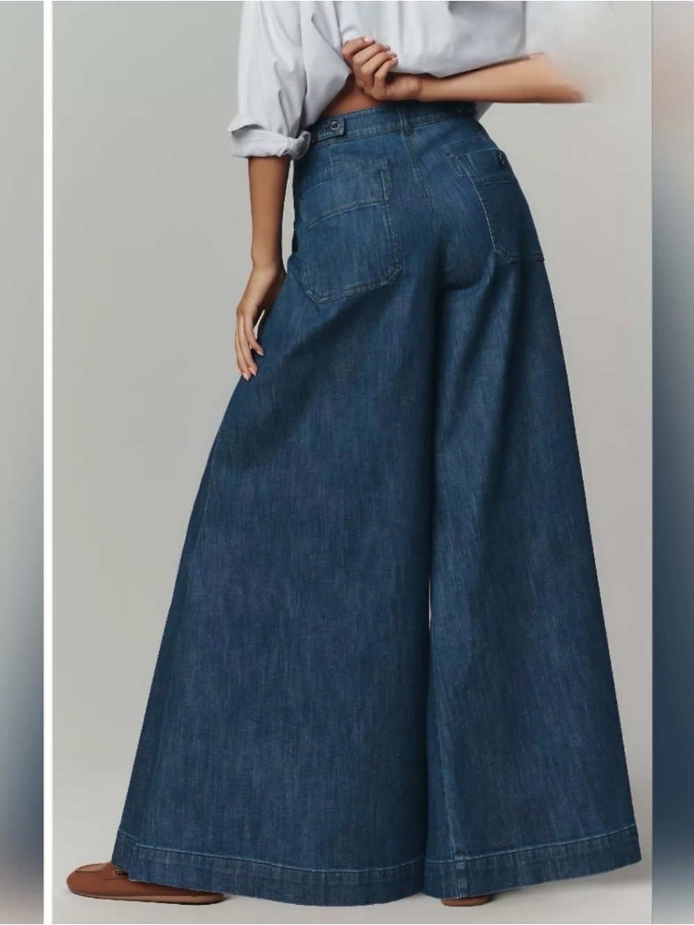 Pilcro Wide-Leg High-Rise Jeans in Dark Blue Denim - Picture 5 of 10